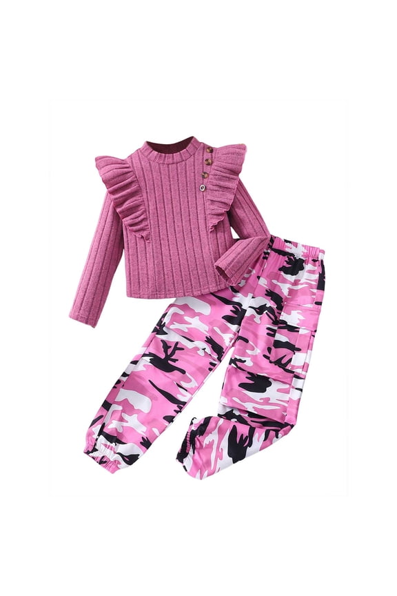 Girls Clothes Sweatsuits Girls Clothes Kids Fall Winter Outfits Long Sleeve Top Pants Casual Little Girl Clothing Size 6-7 (Pink,6-7 Years)