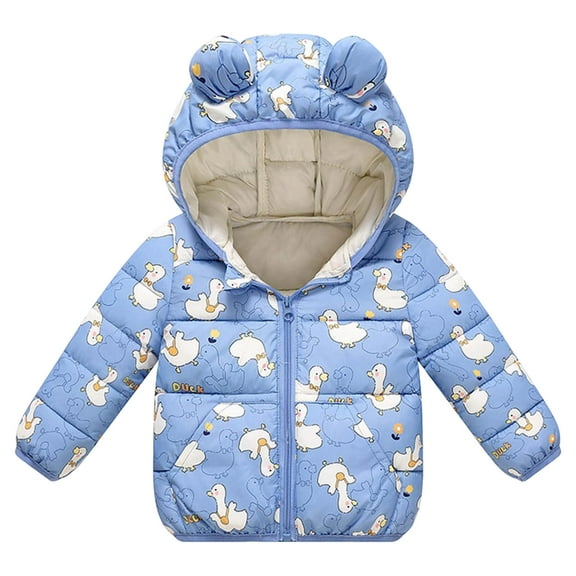 Kogui Girls Coats Baby Girls' Water-Resistant Soft Mini Fur Lined Puffer Jacket Winter Coat for Newborn Infant Toddler 12 18 Months (Blue,12-18 Months)