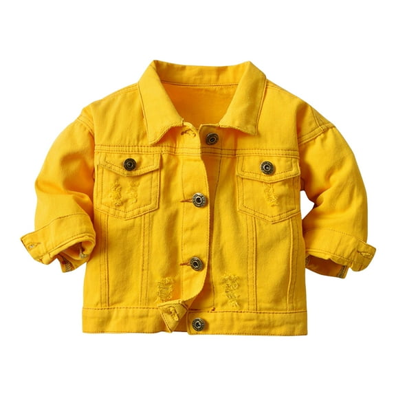 Kogui Girls Denim Jacket Girls Denim Jacket with Hem Finish, Comfortable & Stylish Coat Denim JacketSize 7-8 (Yellow,7-8 Years)