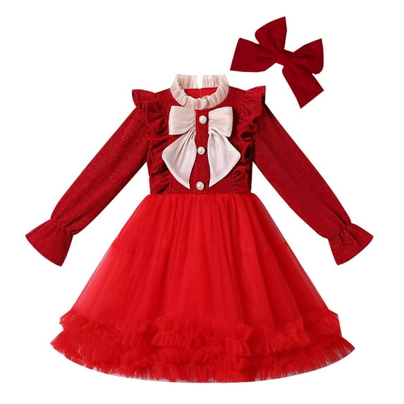 Kogui Girls Dress Girls Long Sleeve Dresses Sweatshirt Dress Kids Casual Crewneck DressesSize 8-9(Red,8-9 Years)