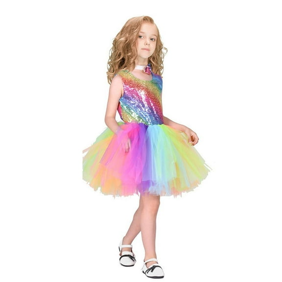 Kogui Girls Dresses Formal Girls Party Dress Sequin Formal Fancy Birthday Ruffle Dress Size 8 (Pink,8 Years)