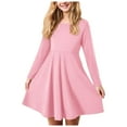 thumbnail image 1 of Kogui Girls Dresses Long Sleeve Fall Girls Fall Dress Long Sleeve Casual Winter Midi Dresses Size 9-10 (Pink,9-10 Years), 1 of 9