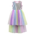 thumbnail image 1 of Kogui Girls Dresses Special Occasion Girls Sequin Tulle Mesh Dress Ruffle Party Tutu Dress Size 8-9 (Light Yellow,8-9 Years ), 1 of 6