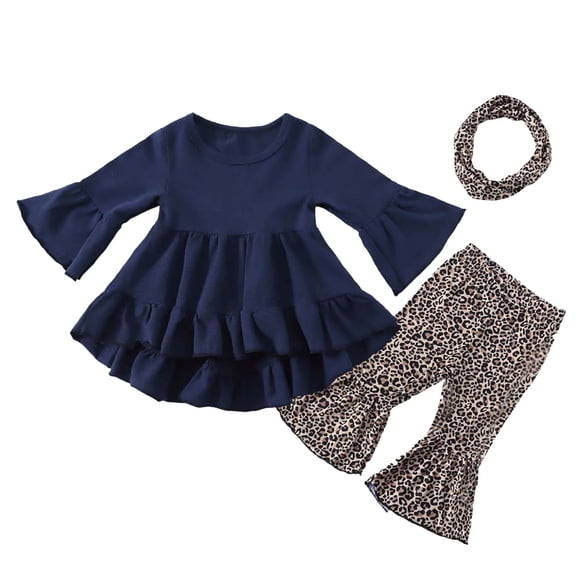 Kogui Girls Fall Outfits 2 Piece Toddler Girls 2-Piece Outfit, Print Top And Casual Pant Set Size 3T 4T (I,3-4 Years)