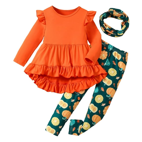 Kogui Girls Fall Outfits Kids Toddler Girls Clothing Set Long Sleeve Top with Hair Band +Floral Print Pants 2 Pcs Fall Outfits Set 3T 4T 5T 6T 7T (Red,5-6 Years)