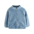 thumbnail image 1 of Kogui Girls Fleece Jackets Toddler Girls Boys Hoodless Fleece Jackets Fall Winter Clothes Cute Long Sleeve Button Down Warm Coats Size 3T 4T (Blue,3-4 Years), 1 of 4