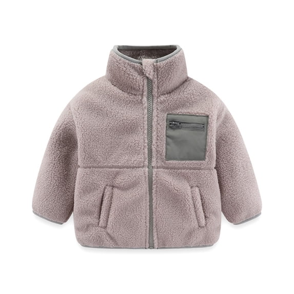 Kogui Girls Full Zip Fleece Jacket Girls Boys and Toddlers Polar Fleece Full-Zip Jacket with Pockets for Children Size 3T 4T (Light Gray,3-4 Years)