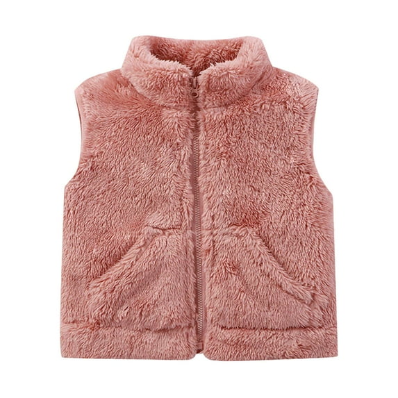 Kogui Girls Fur Vest Girls Vest Plaid Fleece Button Down Open Front Sleeveless Jackets Fall Fashion Cute Casual Coat Outerwear 5T 6T (Red,5-6 Years)