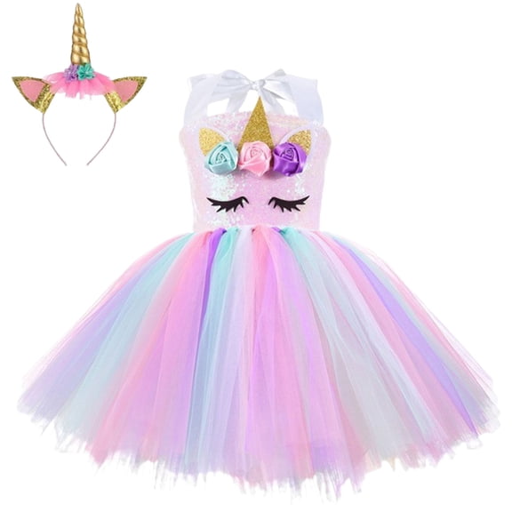 Kogui Girls Graduation Dress Toddler Baby Dress Birthday Party Tulle Girl Dresses 2T 4T (Gold,2-4 Years)