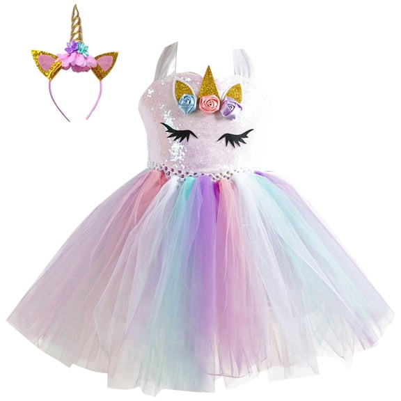 Kogui Girls Holiday Dresses Girls Tutu Dress Ruffle Short Sleeve Fluffy Summer Party Tulle Dress for Kids Size 8-9 (Pink,8-9 Years)