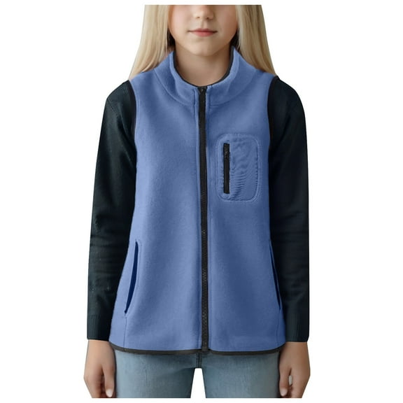 Kogui Girls Jacket Fleece Girl’s Fleece Full-zip Sequin Sleeves Jacket with Pocket for Toddler & Kids Size 3T 4T (Dark Blue,3-4 Years)