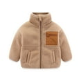 thumbnail image 1 of Kogui Girls Jacket Fleece Kids Toddler Boys Girls Warm Sherpa Lined Shirt Jacket,Full-Zip Hooded Sweatshirt Size 12 18 Months (Khaki,12-18 Months), 1 of 7