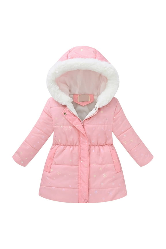 Girls Jacket Girls Metallic Shine Hooded Puffer Jacket Packable Warmth Padded Winter Coat Size 5T 6T (Light Pink,5-6 Years)