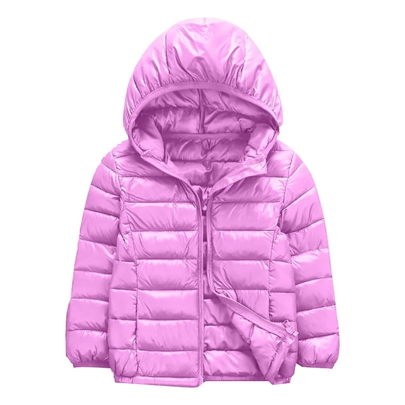 Kogui Girls Jackets Lightweight Heart Quilted Puffer Jacket for Girls & Kids Zip Up Hooded Coat with Kangaroo Pocket Size 8-9 (Purple,8-9 Years)