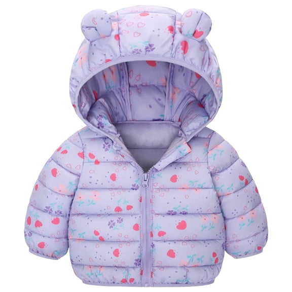 Kogui Girls Jackets Winter Coats for Toddler Kids Infants Baby Boys Girls Light Puffer Warm Thick Hooded Down Jacket 2T 3T (Purple,2-3 Years)