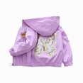 thumbnail image 1 of Kogui Girls Lightweight Jacket Girls Butterfly Print Hooded Jacket Windproof Zip Up Casual Lightweight Jacket for Spring Fall Sizes 1-12Y (Purple,7-8 Years), 1 of 5