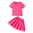 thumbnail image 1 of Kogui Girls Outfits Dressy Girl's Skirt Sets 2 Piece Outfit Summer Clothes Tops Ruffle Mini Skirts Size 6-7 Years (Hot Pink,6-7 Years), 1 of 9