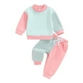 thumbnail image 1 of Kogui Girls Outfits Toddler Baby Girl Fall Winter Clothes Print Long Sleeve Pullover Sweatshirts Stripe Pants Farm Goose Outfit Size 0 6 Months (Pink,0-6 Months), 1 of 5
