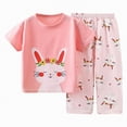 thumbnail image 1 of Kogui Girls Pajamas Set Girls Pajamas Kids/Teens 2 Pieces Lounge Sets Short Sleeve Top & Wide-Leg Pants Soft Pjs Loungewear Size 9-10 (Light Pink,9-10 Years), 1 of 4