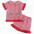 thumbnail image 1 of Kogui Girls Pajamas Set Toddler Girl's Pajama Sets Printed Short Sleeve Button Tops Shorts Sleepwear PJ's 12 18 Months (Red,12-18 Months), 1 of 9