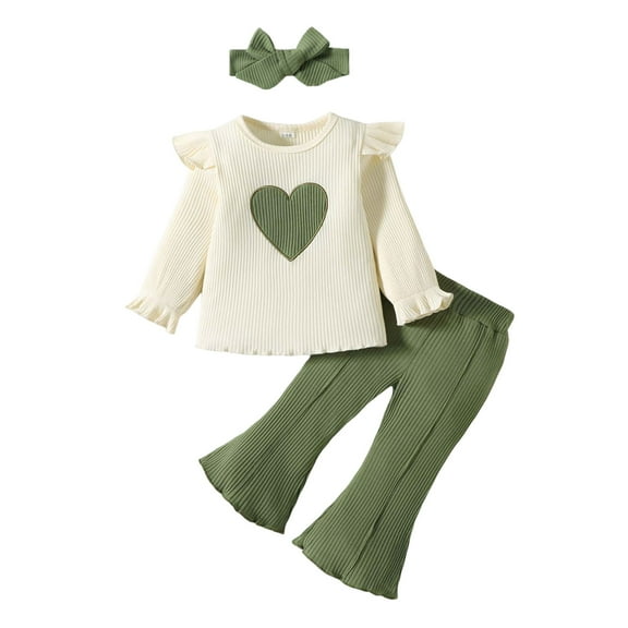 Kogui Girls' Pant Sets Baby Toddler Girl Clothes Long Sleeve Tops   Pants   Headband 3 Pcs Outfit Set Size 12 18 Months (AG,12-18 Months)