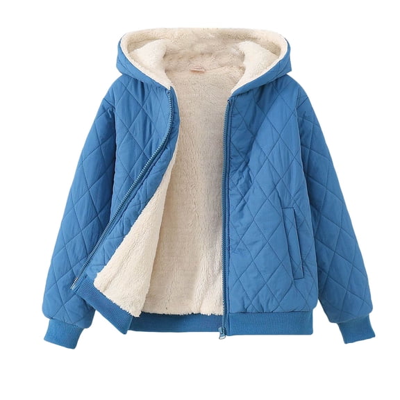 Kogui Girls Puffer Coat Girls Winter Jacket Long Puffer Coat Water Resistant with Hooded Size 7-8 (Sky Blue,7-8 Years)