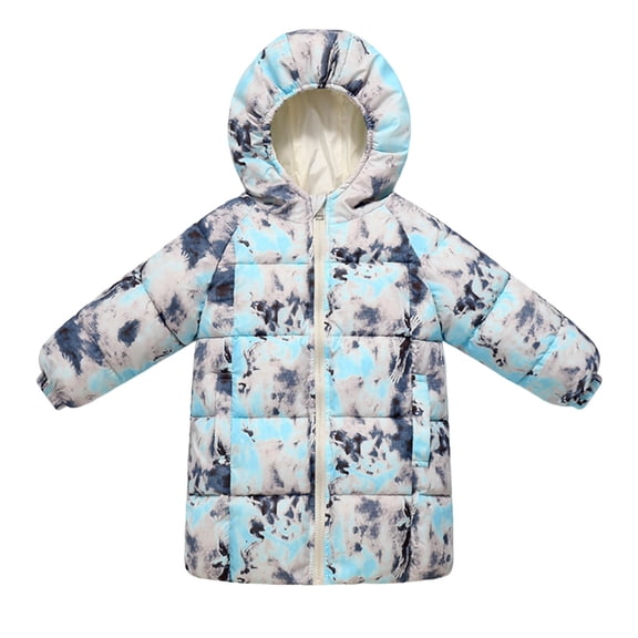 Kogui Girls Puffer Jacket Girls' Short Length Hooded Winter Puffer Jacket with Fleece Lining 5T 6T (Sky Blue,5-6 Years)