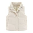 thumbnail image 1 of Kogui Girls Puffer Vest with Hood Girls Puffer Vest Stand Collar Sleeveless Warm Jacket Cute Outerwear with Pockets Size 7-8 (White,7-8 Years), 1 of 4