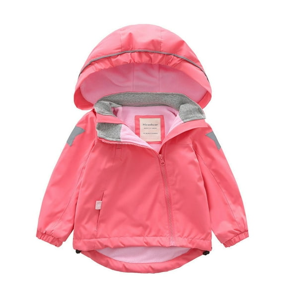 Kogui Girls Rain Jacket Graphic Hooded Jackets for Toddler Baby Boys Girls Cartoon Print Windproof Coats Lightweight Zip Trench Outerwear Size 4T 5T (Pink,4-5 Years)