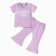 thumbnail image 1 of Kogui Girls Sets Girls 2 Piece Outfits Casual Drawstring Jogger Pants and Basic Short Sleeve Top Set 3T 4T (Purple,3-4 Years), 1 of 4