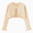 thumbnail image 1 of Kogui Girls Shrug Jacket Long Sleeve Bow Knit Cardigan for Girls Dress Casual Formal Layering 5T 6T (Beige,5-6 Years), 1 of 9