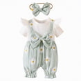 thumbnail image 1 of Kogui Girls Sleeveless Jumpsuits Baby Girls Jumpsuit Summer Romper Overall Toddler Kid One Piece 0 3 6 9 12 18 24 Months (Green,1-3 Months), 1 of 9