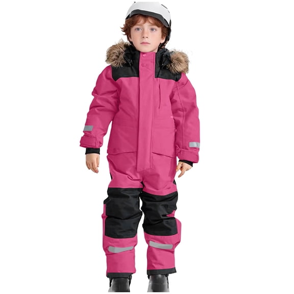Kogui Girls Snowsuit Snow Suit for Kids Boys Girls Winter 2025 One Piece Snowsuit Waterproof Outdoor Overalls Snowboarding Ski Suits Size 10-11 (Hot Pink,10-11 Years)