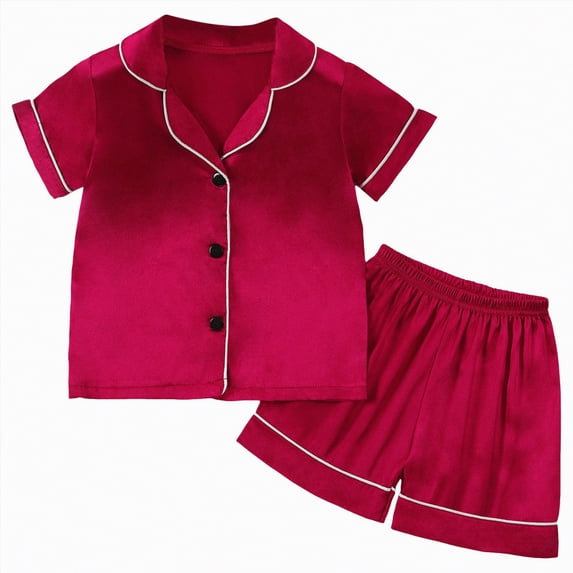 Kogui Girls Summer Pajamas Pajamas Printed Short Sleeved Shorts Two Piece Pajama Set for Girls Girls Pajamas Winter Girls Pajamas Size 7-8 (RD3,7-8 Years)