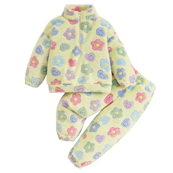 Kogui Girls Sweatshirt Set Girls Clothes Girl Clothing Long Sleeve Top Pants Fall Winter Outfits Size 6-7 (Light Yellow,6-7 Years)