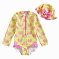 thumbnail image 1 of Kogui Girls Swimsuit Girls Rash Guard Long Sleeve One Piece Swimsuits Zipper Bathing Suits UPF 50+ Sun Protection Size 6-7 (Yellow,6-7 Years), 1 of 7