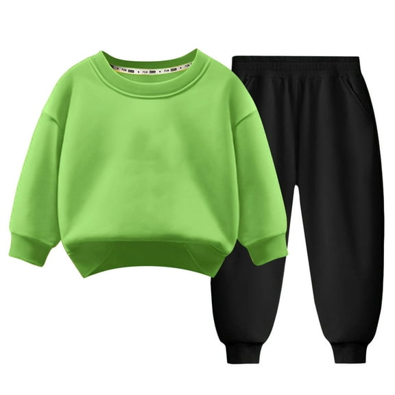 Kogui Girls Two Piece Set Teen Girl Clothes Girls Outfits 3Pcs Long Sleeve Top Pants Kids Clothes Fall Size 6-7 (Green,6-7 Years)