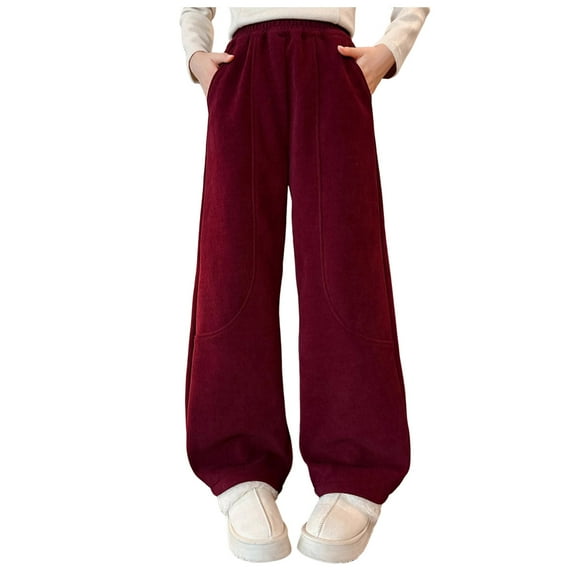 Kogui Girls Wide Legged Sweatpants Girls Sweatpants - Soft Joggers - Casual Athletic Sweatpants for Girls Size 10-12 (Wine,10-12 Years)