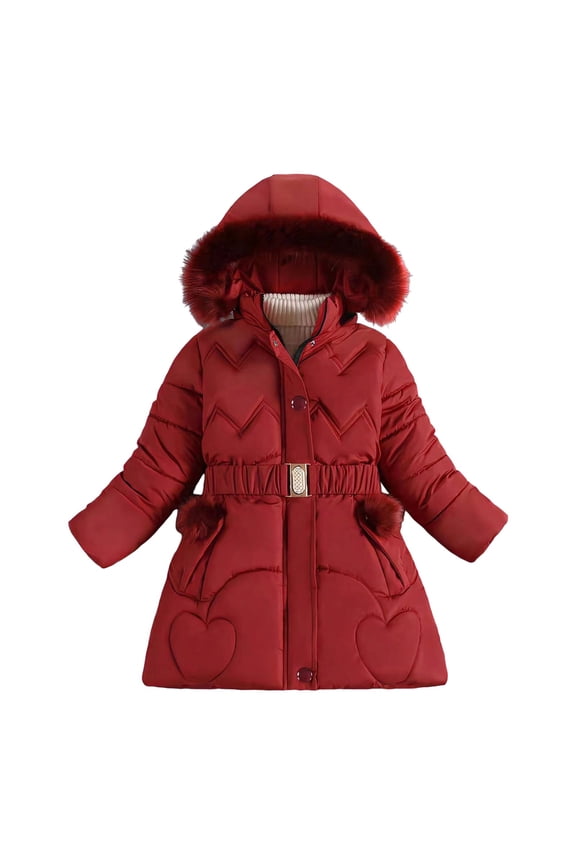 Girls Winter Jacket Winter Down Coats for Kids Baby Boys Girls Light Puffer Padded Jacket with Hooded Toddler Outerwear Size 4T 5T (Red,4-5 Years)