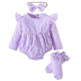 thumbnail image 1 of Kogui Going Home Outfit Baby Girl Winter Baby Girl Fall Outfits Newborn Infant Cutest Romper Shirt Pants Hat 3Pcs Clothes Set 0 3 6 9 12 18 24 Months (Purple,0-3 Months), 1 of 9