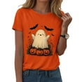 thumbnail image 1 of Kogui Halloween Shirt Women Halloween Shirts Women I'm Just Here Boos Funny Ghost Graphic Tee Tops (Orange,S), 1 of 5