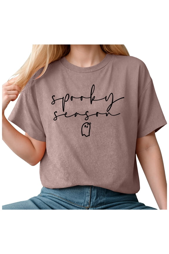 Halloween T Shirt Women Womens Halloween Hawaiian Shirt Cute Pumpkin Spooky Castle Graphic Short Sleeve Button Up T-Shirt Loose Blouse Tops (Coffee,XXXXL)