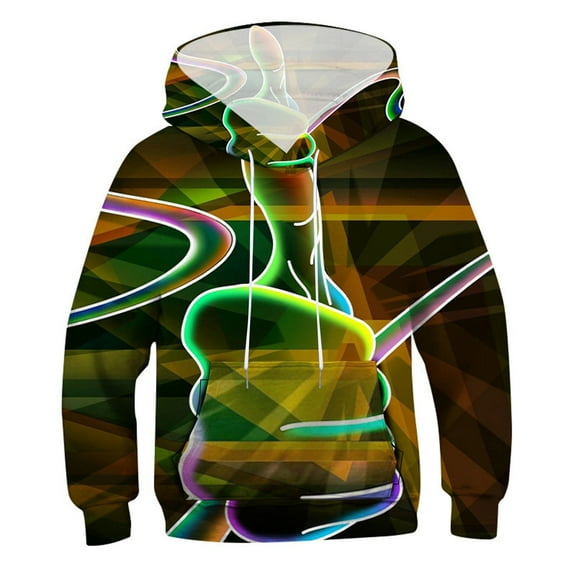 Kogui Hoodies Boys Kids Print Pullover Hoodies Warm Thick Hooded Sweatshirt with Packet for Boys GirlsSize 7-8 (Green,7-8 Years)