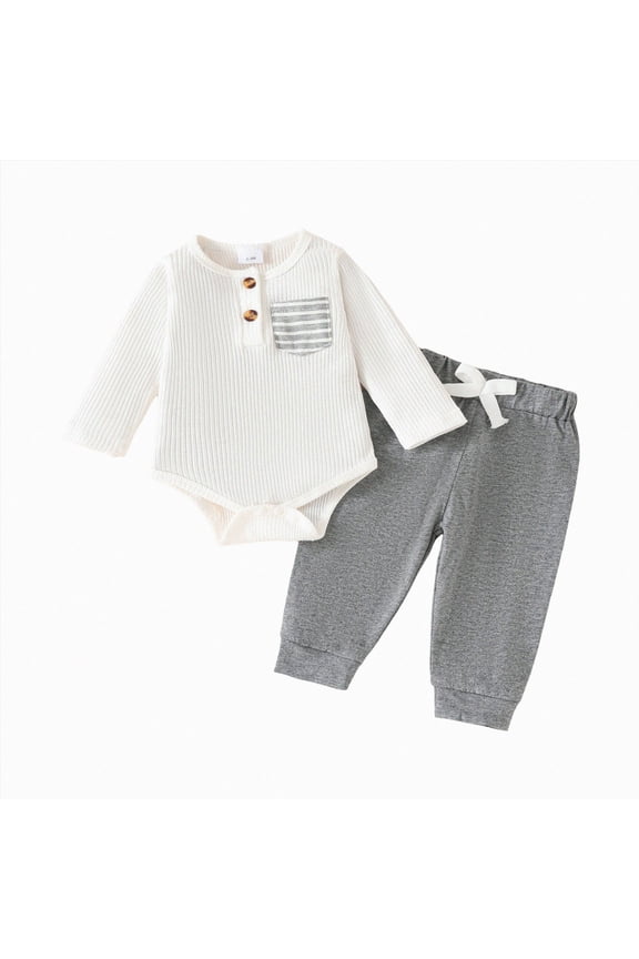 Infant Boy Clothes Sets Little Brother Big Brother Matching Outfit Long Sleeve Romper/Sweatshirt+ Solid Pants Fall Winter 2PCS Clothes Set 0 3 6 9 12 18 24 Months,(White 3-6 Months)