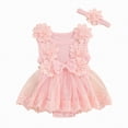 thumbnail image 1 of Kogui Infant Girl Clothes Newborn Baby Girl Birthday Clothes Tulle Romper Sleeveless Bodysuit Cake Smash Outfits 0 3 6 9 12 18 24 Months (Red,12-18 Months), 1 of 8