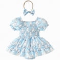 thumbnail image 1 of Kogui Infant Girl Clothes Newborn Baby Girl Outfits Sleeveless Tie Shoulder Heart Romper Tulle Dress with Headband Set Spring Summer Clothes 0 3 6 9 12 18 24 Months (Sky Blue,6-9 Months), 1 of 9