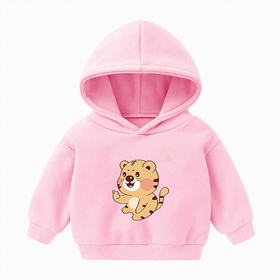 Kogui Infant Hoodie Sweatshirts Hoodie Print Pullover Hooded Long Sleeve Sweatshirts Tops Blouse with Pocket for Boys Girls 12 18 Months (Pink,12-18 Months)