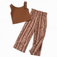 thumbnail image 1 of Kogui Infant Outfits Toddler Infant Baby Girl Outfit Ruffled Short Sleeve Shirt Flared Pants Set Clothes 2T 3T (Brown,2-3 Years), 1 of 7