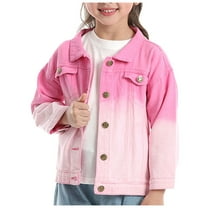 Kogui Jackets For Girls Girl Buttons Jean Jacket Denim Pockets Basic Spring OutwearSize 5T 6T (Red,5-6 Years)