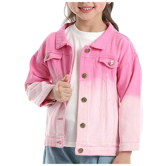 Kogui Jackets For Girls Girl Buttons Jean Jacket Denim Pockets Basic Spring OutwearSize 5T 6T (Red,5-6 Years)